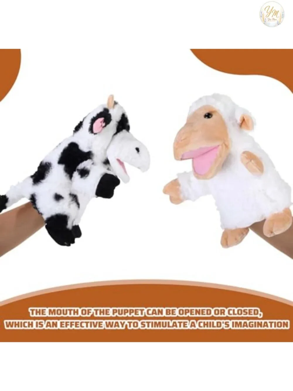 6 Pcs Plush Animal Hand Puppets with Movable Mouth - Farm Set for Kids